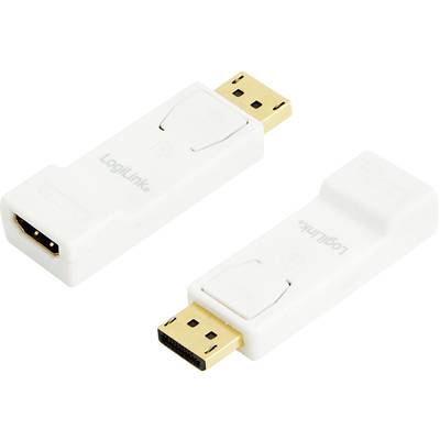 Two white HDMI adapters with the inscription 'LogiLink', which convert from HDMI to DisplayPort.