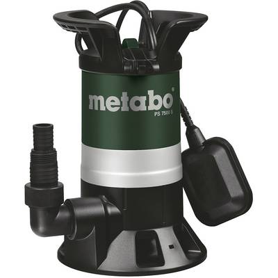 Garden water pump with green casing and black base, marked with 'Metabo PS 7500 S', suitable for water transfer.