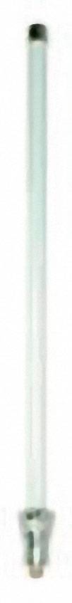 A vertical, cylindrical glass rod with a metal cap at its lower end.
