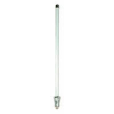 A vertical, cylindrical glass rod with a metal cap at its lower end.