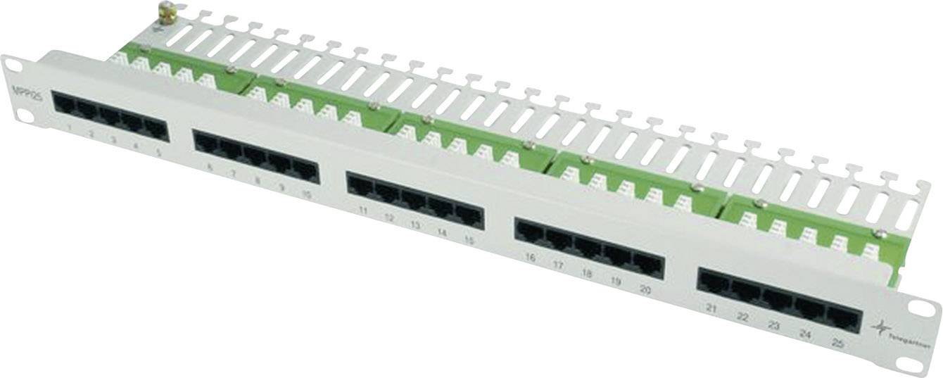 Telegaertner 100007031 24 ports Network patch panel 483 mm (19) CAT 3 1 U Grey Equipped