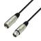 A black XLR cable with male and female connectors. Commonly used for audio equipment.