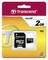 'Transcend microSD 2GB', memory card in packaging. Includes adapter. Packaging shows logos and size. Suitable for digital storage applications.