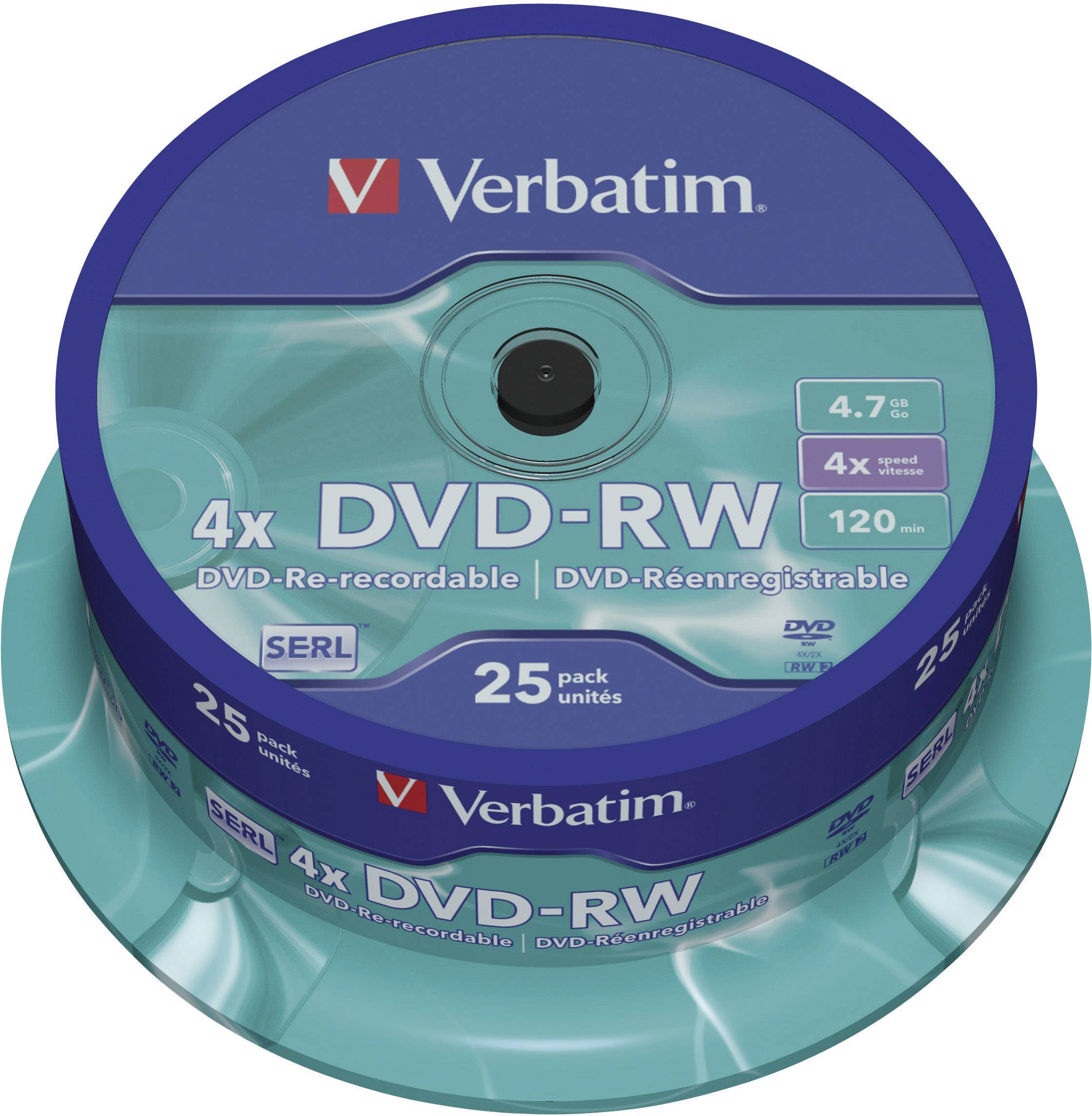 Verbatim 43639 Blank DVD-RW 4.7 GB 25 pc(s) Spindle Rewritable