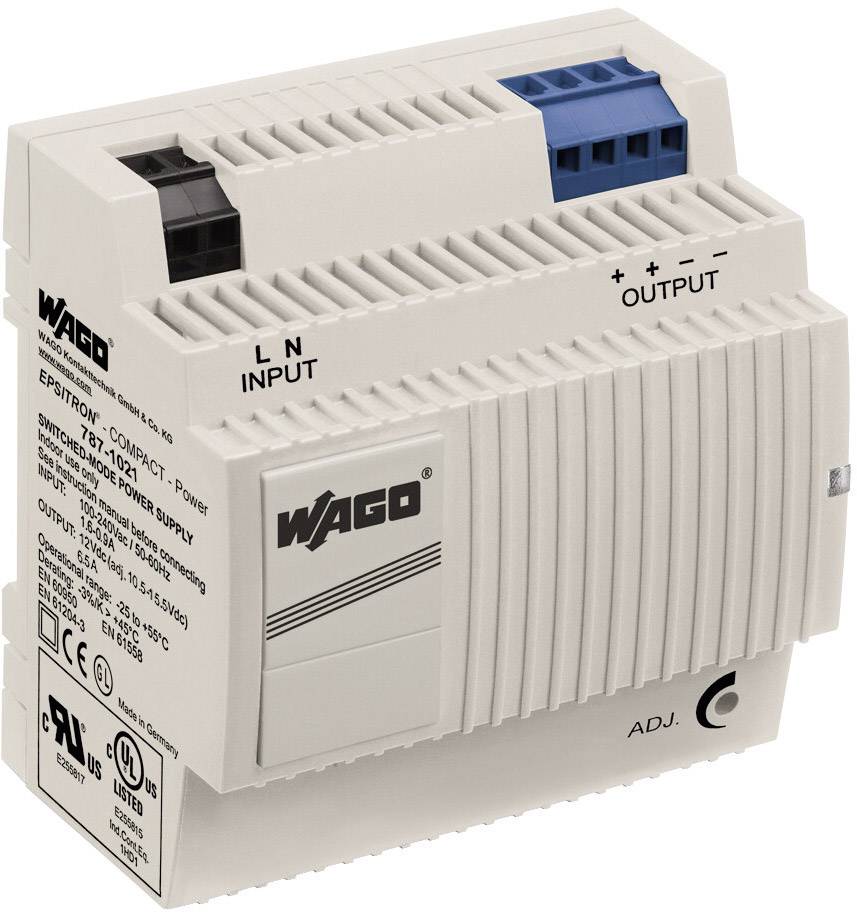 WAGO EPSITRON® COMPACT POWER 787-1021 Rail mounted PSU (DIN) 12 V DC 6.5 A 78 W 1 x