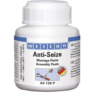 Tin with 'Weicon Anti-Seize Assembly Paste', label indicates application range for high temperatures.