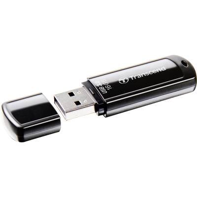 USB stick with cap removed, 16 GB capacity, Transcend brand, USB 3.0 compatible.
