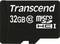 Black Transcend microSD card with 32 GB storage, Class 10.
