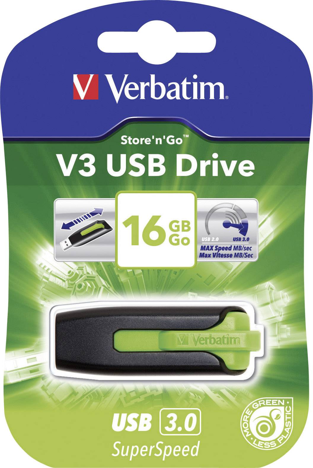 Verbatim V3 USB stick 16 GB Green 49177 USB A (USB 3.2 1st gen)-3