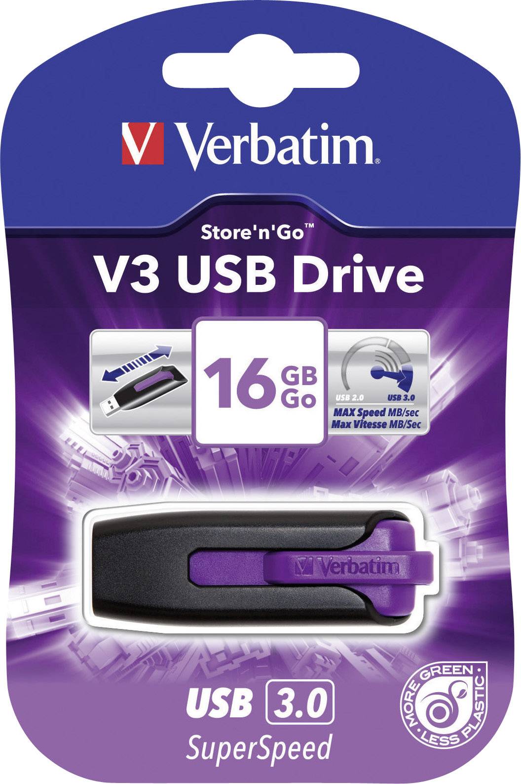 Verbatim V3 USB stick 16 GB Violet 49180 USB A (USB 3.2 1st gen)-3