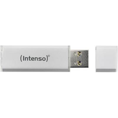 A silver Intenso USB stick with its cap removed reveals the USB port.