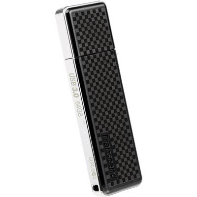 Transcend USB flash drive with 64 GB storage capacity, distinctive checked pattern, and USB 3.0 compatibility.
