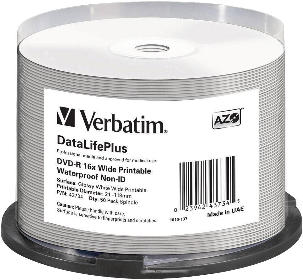 Verbatim 43734 Blank DVD-R 4.7 GB 50 pc(s) Spindle Printable