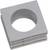 Grey, square plastic component with a circular hole in the centre. Suitable for fastening or as a seal in technical applications.