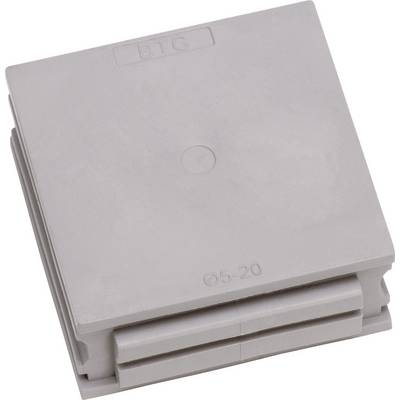 Grey rectangular plastic cover with 'BTG' printed on it. A round recess at the top. Ideal for covering purposes.