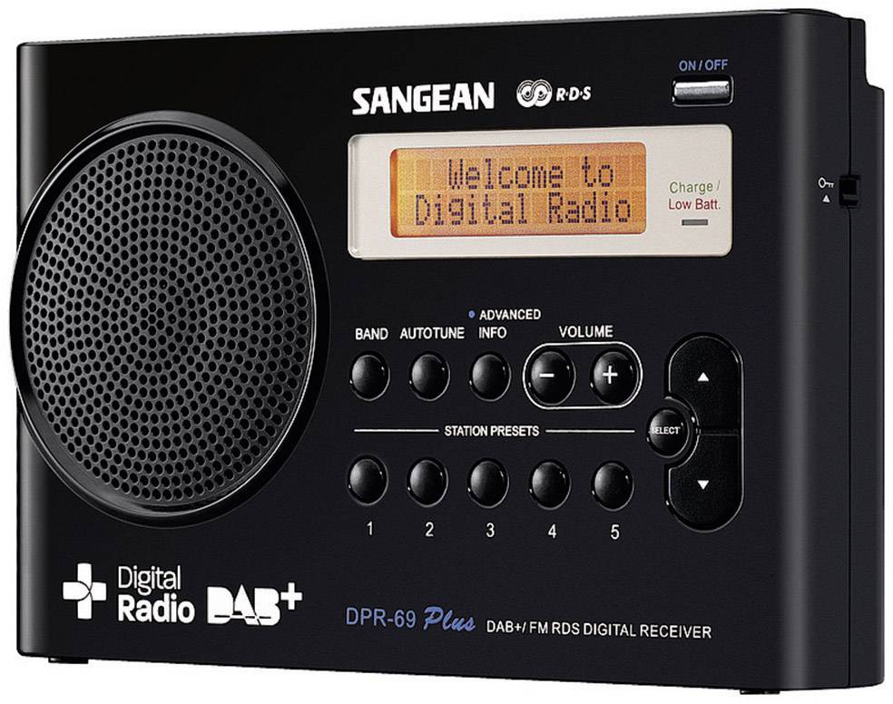 Sangean DPR-69+ Portable radio DAB+, FM Battery charger Black