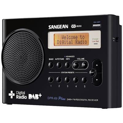 Sangean DPR-69+ Portable radio DAB+, FM   Battery charger Black