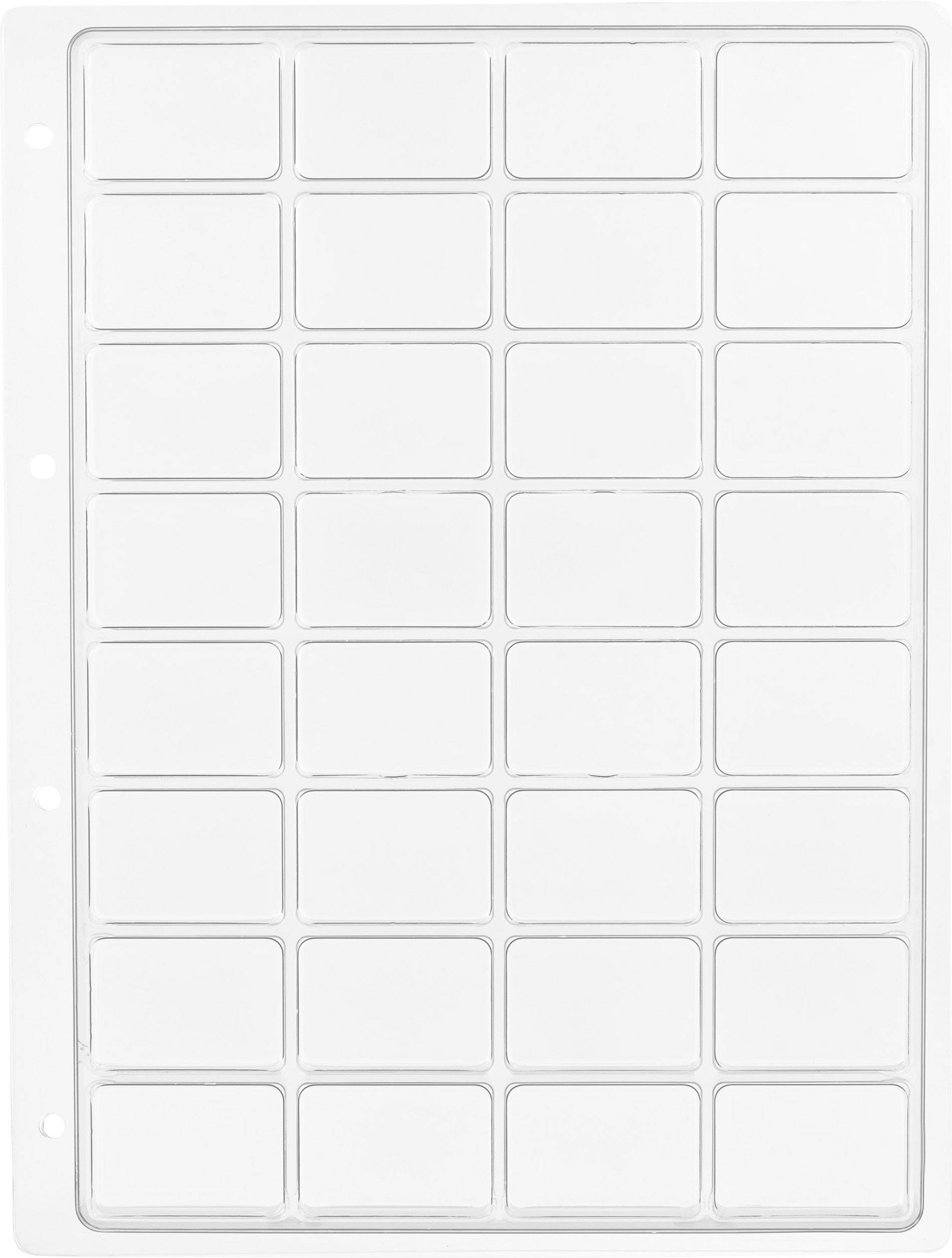 A white tray with 30 square compartments, evenly arranged in five rows and six columns.