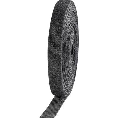 A roll of black hook-and-loop tape, partially unrolled.