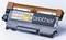 A Brother toner cartridge with a black casing and labels on the top surface. It is used for printing with specific Brother printer models.
