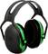 Black ear defenders with a green detail, marked with '3M', showing ear protectors for noisy environments.