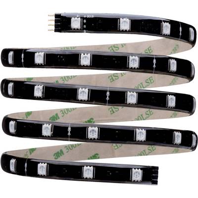 LED light strip, wavy and partially rolled, with 3M adhesive tape on the back. Suitable for flexible lighting solutions.