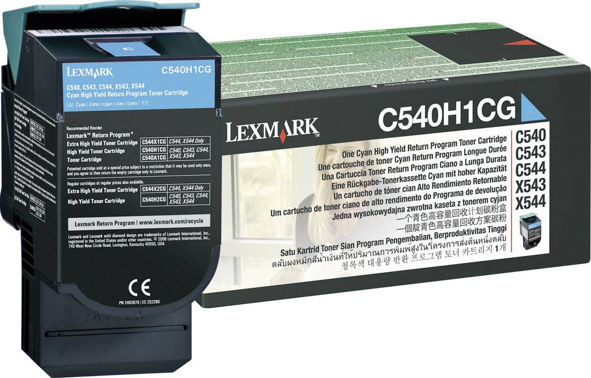 Lexmark Toner recycling C540 C543 C544 C546 X544 X546 X548 C540H1CG Original Cyan 2000 Sides