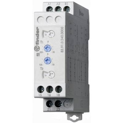 A Finder time relay, Model 83.91, with multiple terminals for various settings and functions. Suitable for control cabinets.