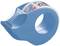 Blue sticky tape dispenser with transparent adhesive tape.