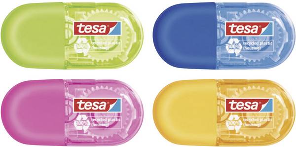 <br> tesa<br> <br> 59816-00000-00<br> Correction tape roller<br> ecoLogo®<br> Blue, Pink, Green, Orange<br> (L x W) 6 m x 5 mm<br> 1 pc(s)<br>