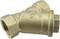 A brass Y-shaped strainer with an internal thread. It is used in piping systems to filter particles from liquids.