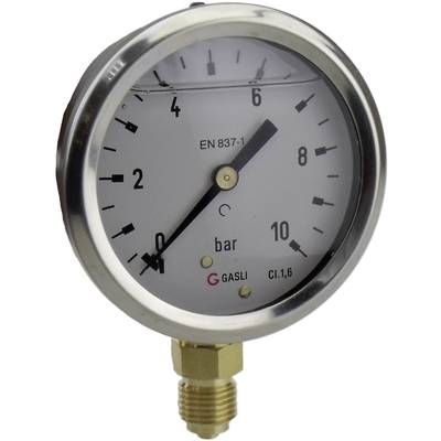 ICH Manometer 63R10.MGE  Connector (pressure gauge): Bottom  0 up to 10 bar External thread 1/4" 1 pc(s)