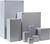 Grey, rectangular plastic enclosures in various sizes, stacked in multiple rows. Suitable for protecting electronic components.