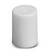 A white, cylindrical plastic stopper stands upright on a flat surface.