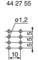 Technical drawing shows a grid with holes, diameter 1.2 mm and spacings of 10 mm and 5.55 mm, with number '44 27 55' at the top.