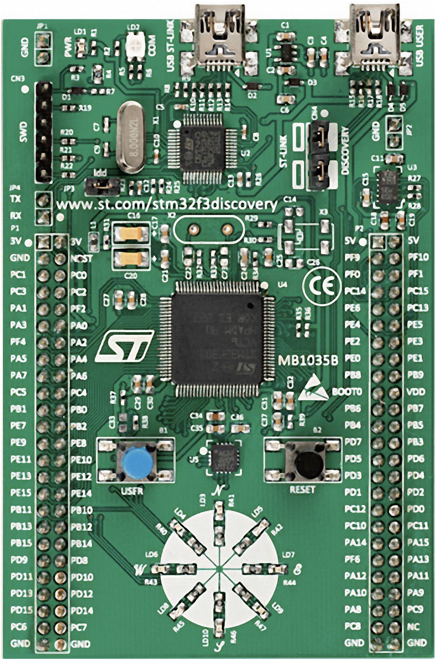 STMicroelectronics STM32F3DISCOVERY PCB design board STM32F3DISCOVERY STM32 F3 Series