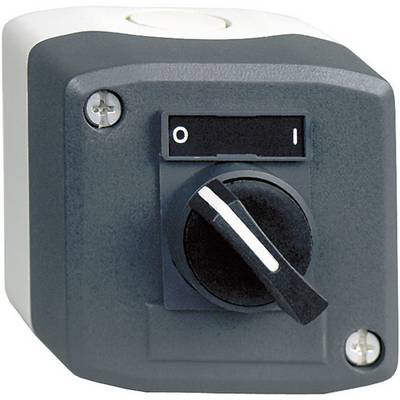 A black toggle switch with positions '0' and '1' on a grey background, secured with screws at the corners.