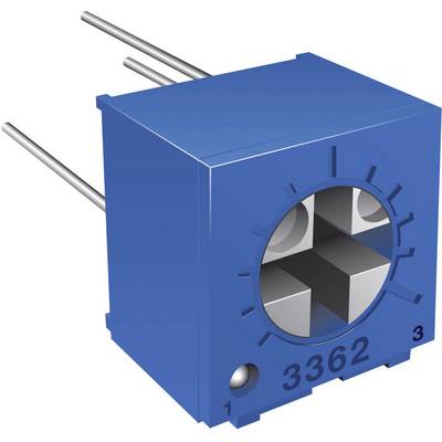 Blue adjustable resistance (trimmer) with three terminals and printed number '3362'.