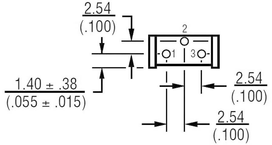 'Electrical circuit diagram sketch with component numbering and dimensions in millimetres and inches. Main section shows two circles with connection points.'