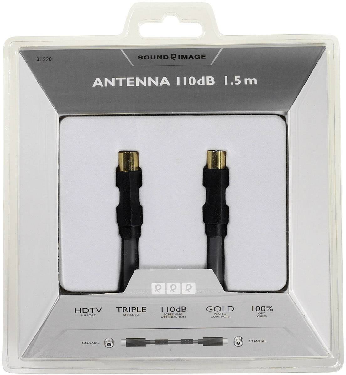 Sound & Image Antennas Cable [1x Belling-Lee/IEC plug 75Ω - 1x Belling-Lee/IEC socket 75Ω] 1.50 m 110 dB gold plated con-3