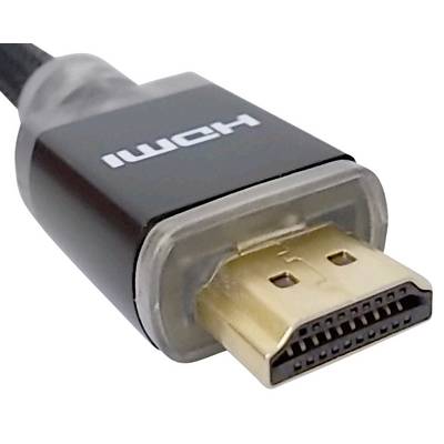 An HDMI cable plug with visible pins, used for transmitting audio and video signals between devices.