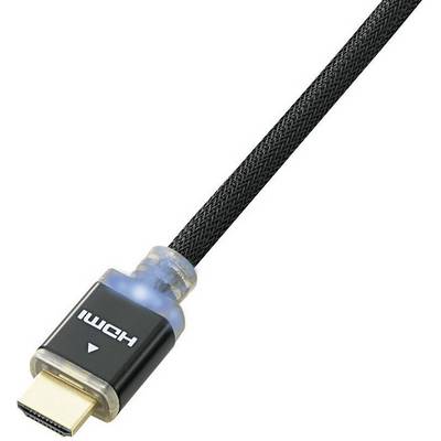 A black HDMI cable with a golden connector, partially visible. The connector is stamped with 'HDMI'.