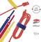 Various coloured hook-and-loop cable ties with USB cable, reusable, for cable management, pack of 10, velcro material.