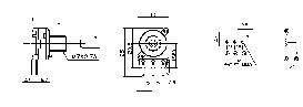 Technical drawing of a mechanical component with dimensions and annotations, showing side and front views.