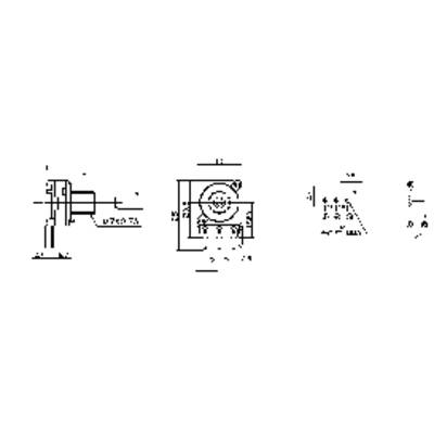 Technical drawing of a mechanical component with dimensions and annotations, showing side and front views.