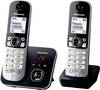 Panasonic KX-TG6822 Duo DECT, GAP Cordless analogue Answerphone, Hands-free Black, Silver