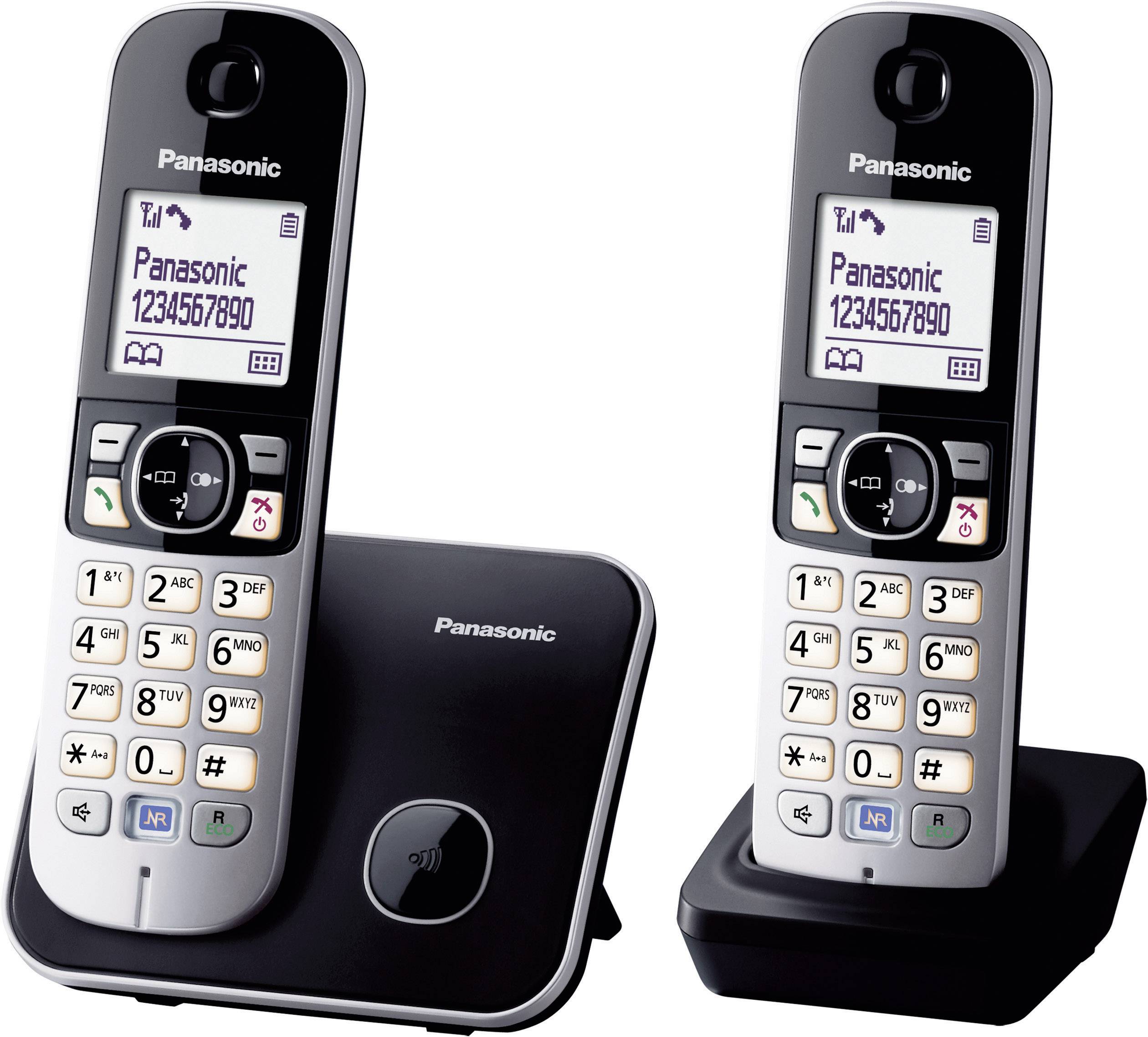 Panasonic KX-TG6812 Duo DECT, GAP Cordless analogue Hands-free Black, Silver