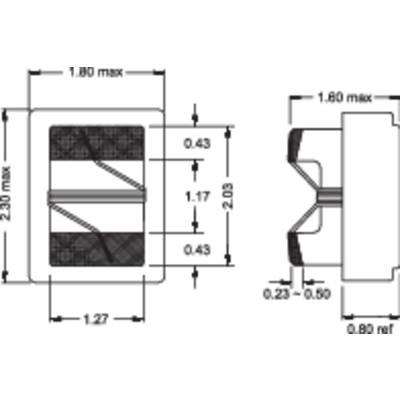 Technical drawing of a mechanical component with dimensions. Front view on the left, cross-section view on the right. Dimensions in millimetres.