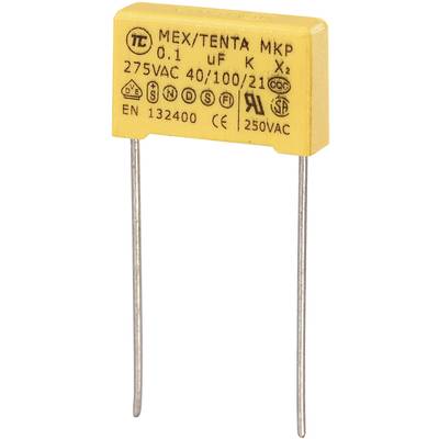  MKP-X2 1 pc(s) MKP-X2 suppression capacitor Radial lead  0.1 µF 275 V AC 10 % 15 mm (L x W x H) 18 x 5 x 11 mm 