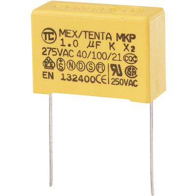  MKP-X2 1 pc(s) MKP-X2 suppression capacitor Radial lead  1 µF 275 V AC 10 % 27.5 mm (L x W x H) 32 x 13 x 23 mm 